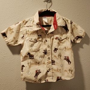 Boys Cowboy Print Button-down Shirt